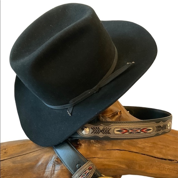 NWOT John Wanamaker Polo Western Ralph Lauren black wool felt hat.  Sz 6/7/8 - Picture 1 of 9